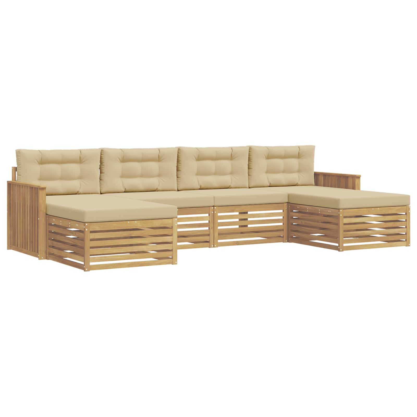 Outdoor-Sofagarnitur 6 pcs Weiß und Beige Massivholz Akazie