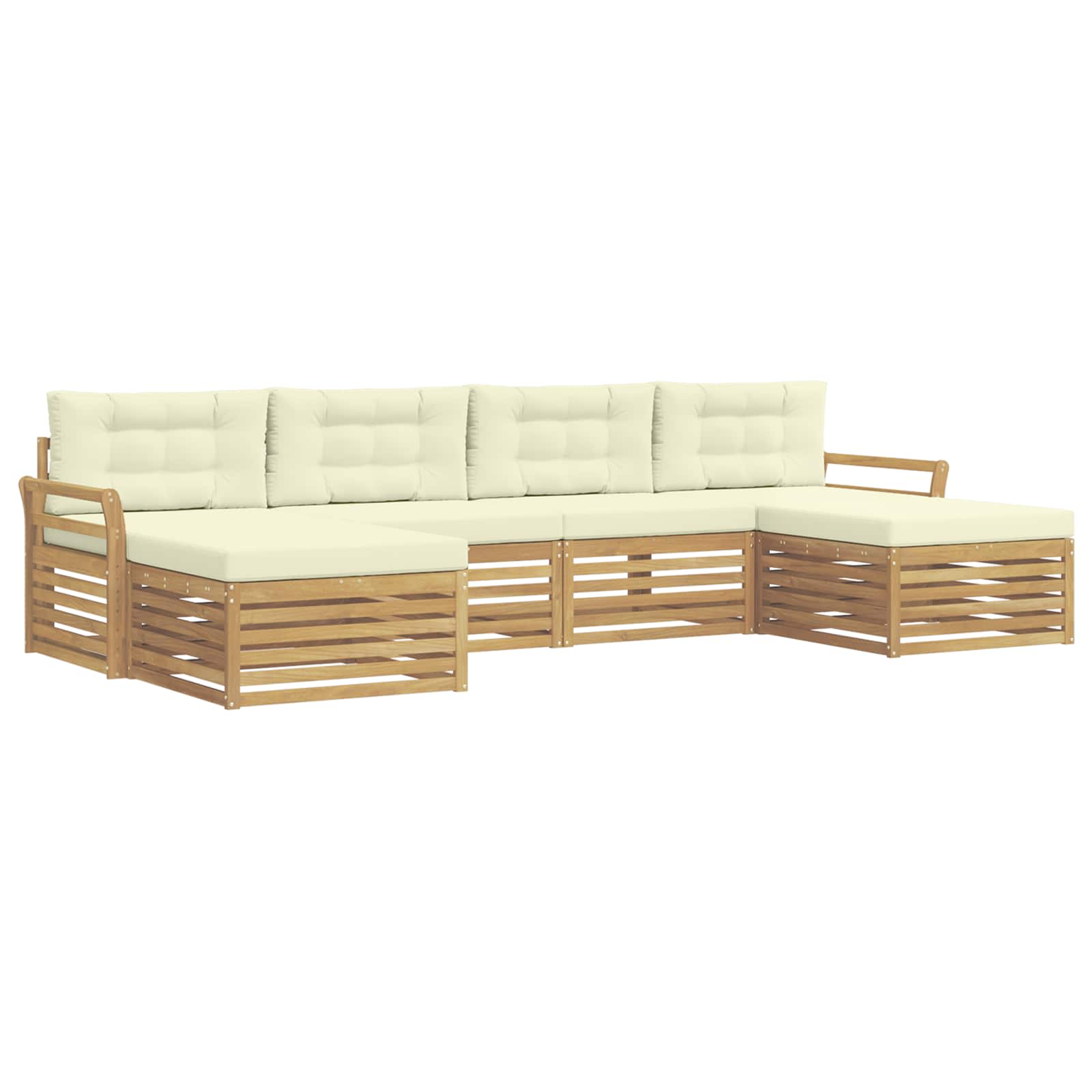 Outdoor-Sofagarnitur 6 pcs Weiß und Creme Massivholz Akazie