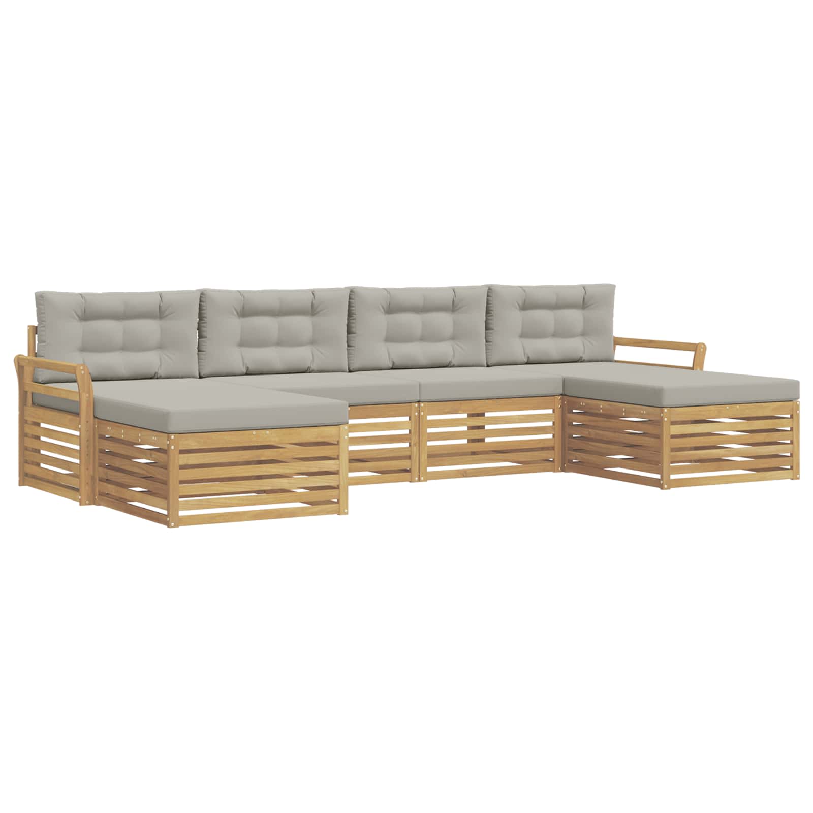 Outdoor-Sofagarnitur 6 pcs Weiß und Hellgrau Massivholz Akazie