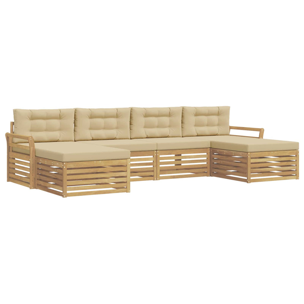 Outdoor-Sofagarnitur 6 pcs Weiß und Beige Massivholz Akazie