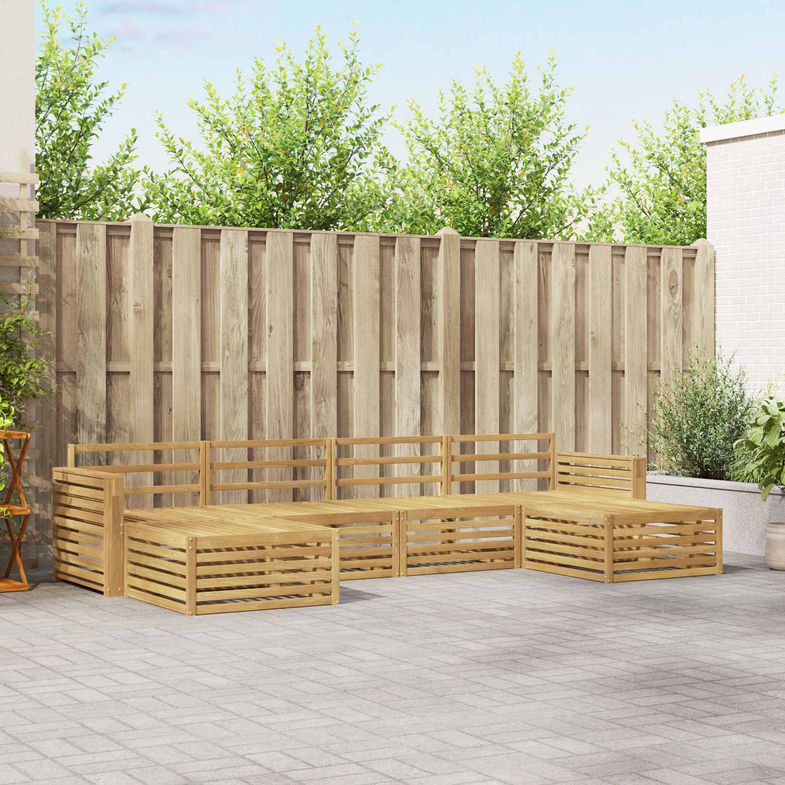 Outdoor-Sofagarnitur 6 pcs Weiß Massivholz Akazie