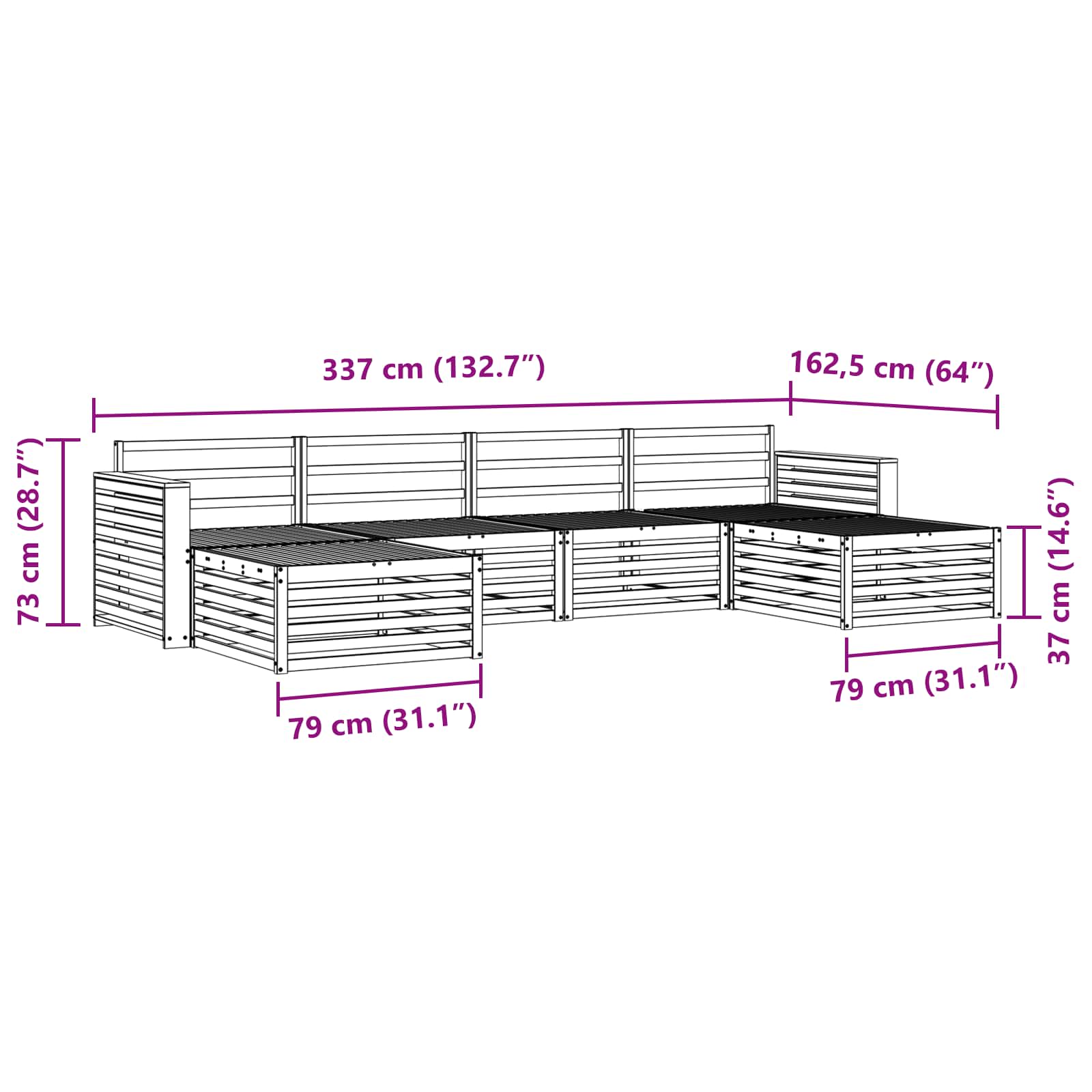 Outdoor-Sofagarnitur 6 pcs Weiß Massivholz Akazie
