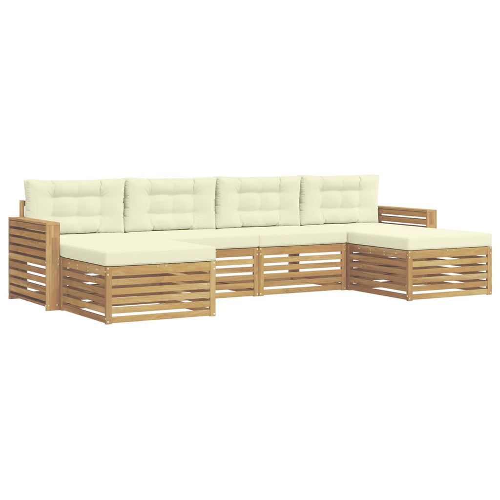Outdoor-Sofagarnitur 6 pcs Weiß und Creme Massivholz Akazie