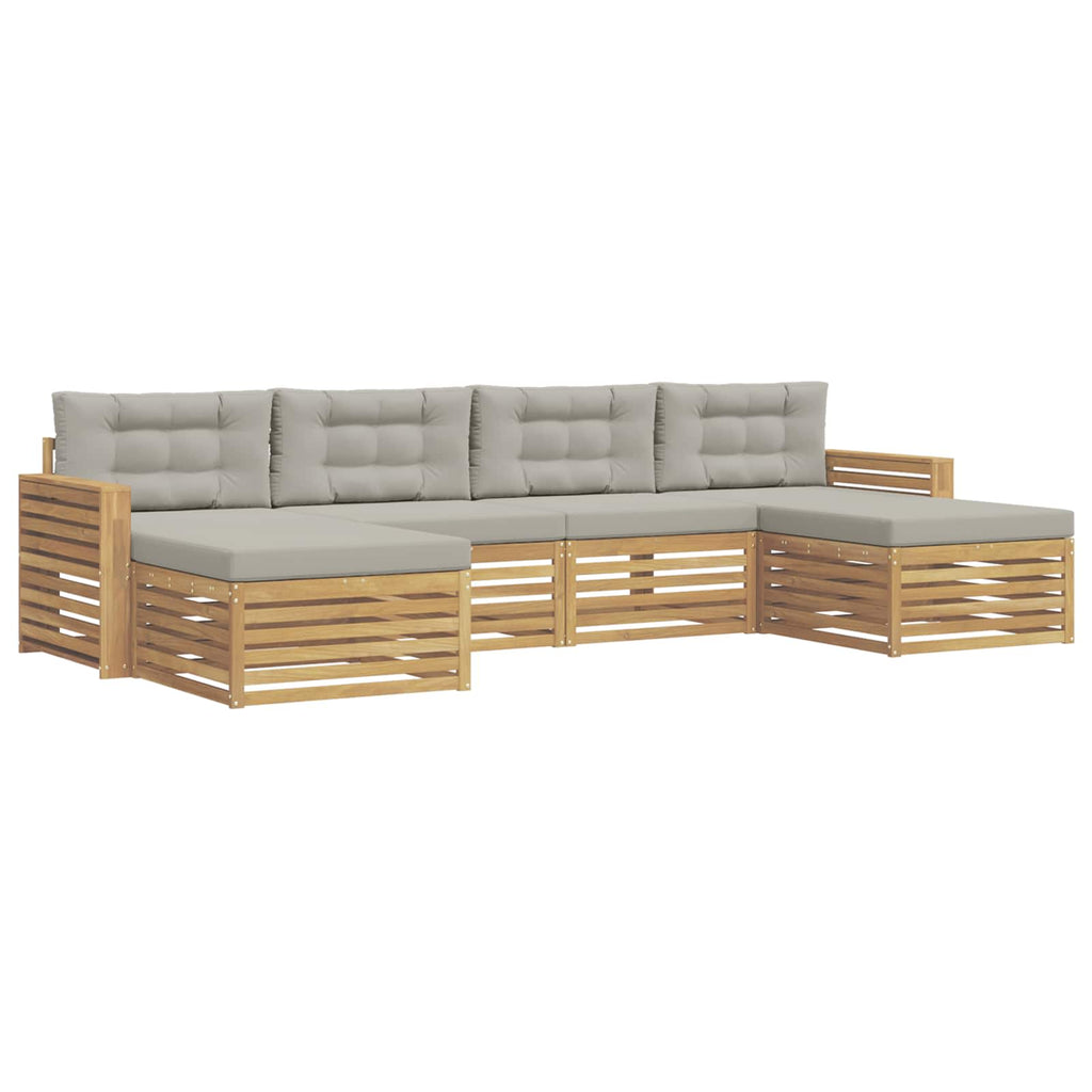 Outdoor-Sofagarnitur 6 pcs Weiß und Hellgrau Massivholz Akazie