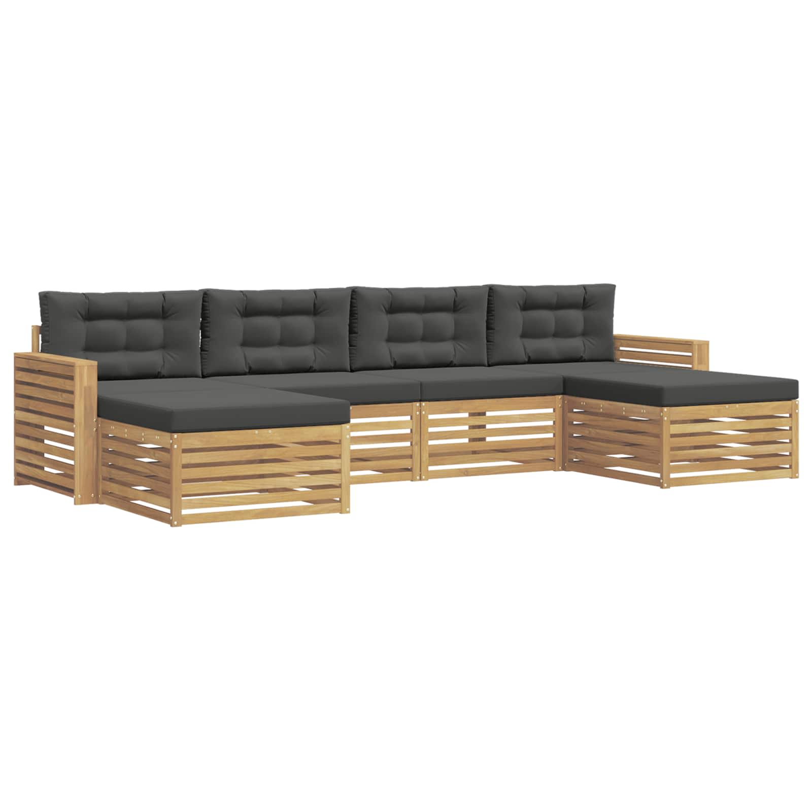 Outdoor-Sofagarnitur 6 pcs Weiß und Anthrazit Massivholz Akazie