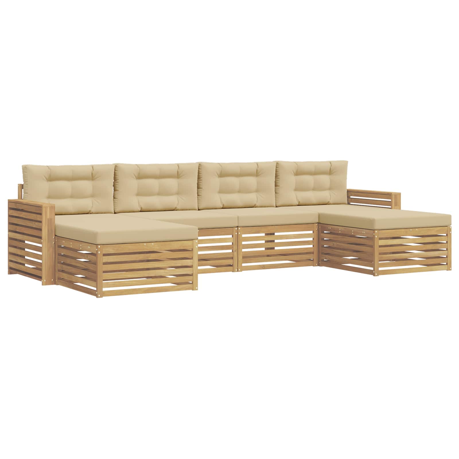 Outdoor-Sofagarnitur 6 pcs Weiß und Beige Massivholz Akazie