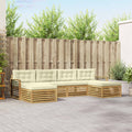 Sofagarnituren 6 pcs Weiß und Creme Massivholz Akazie