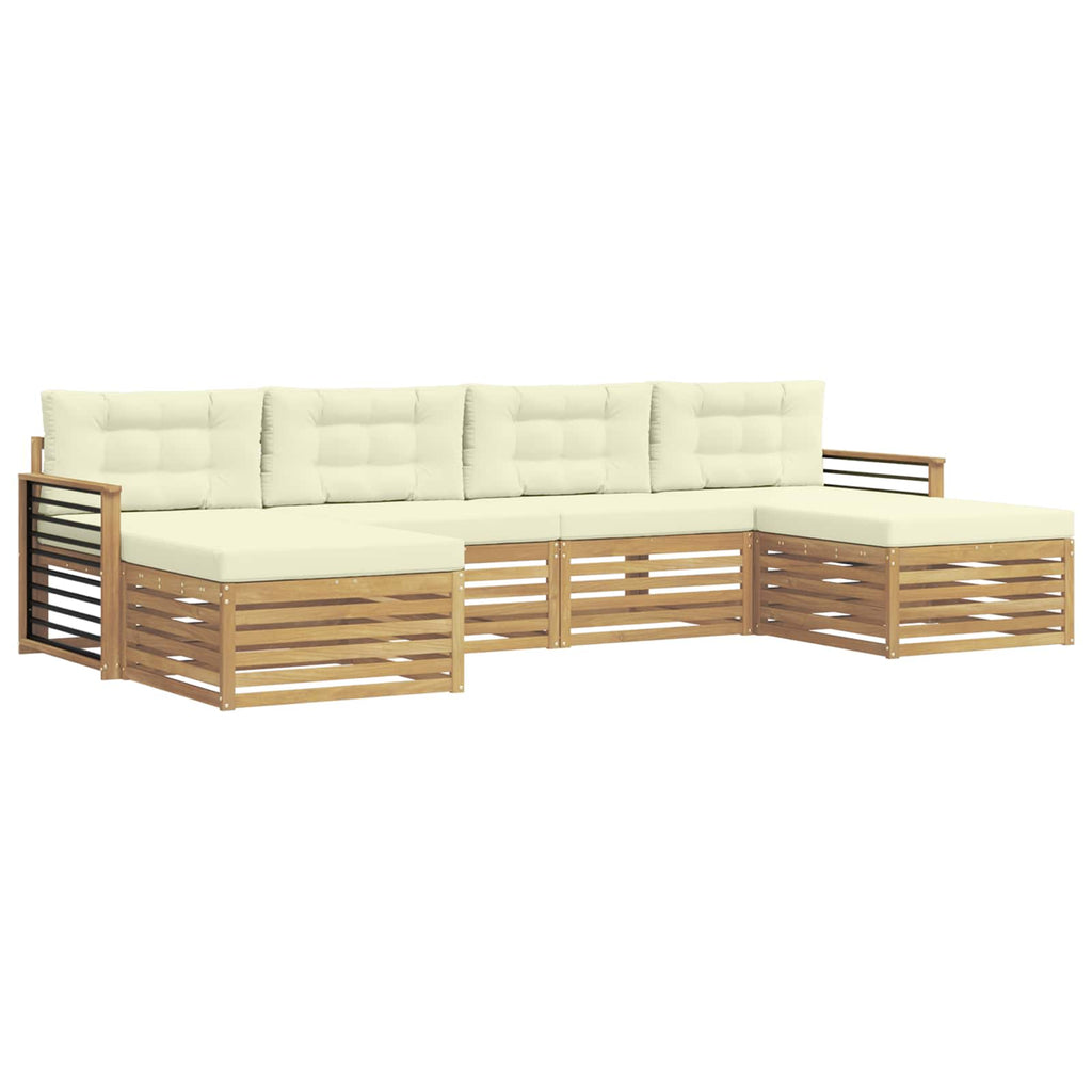 Sofagarnituren 6 pcs Weiß und Creme Massivholz Akazie