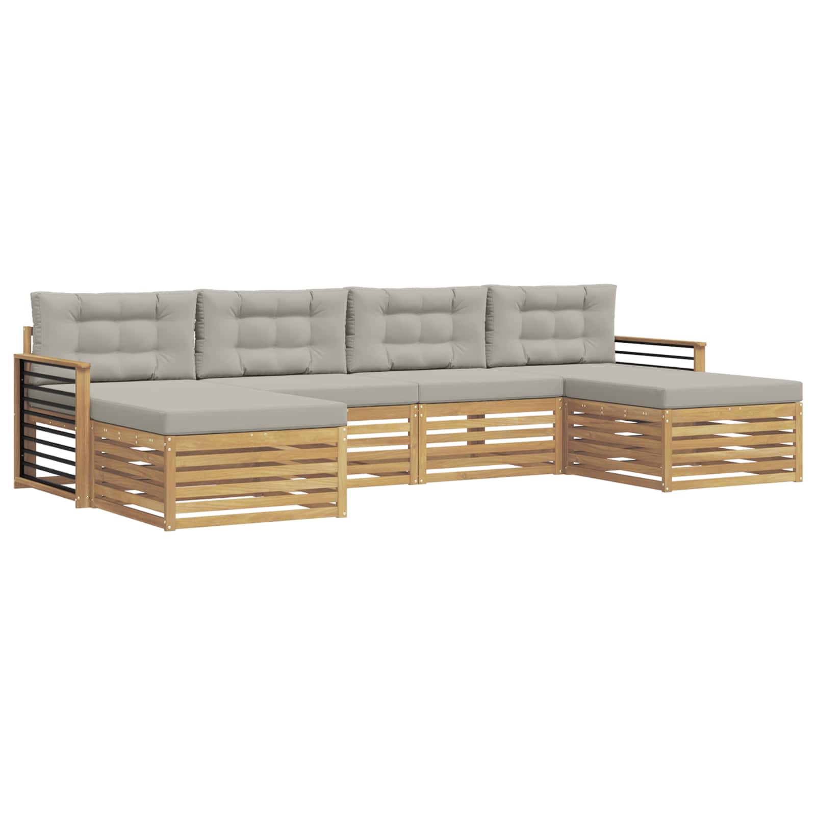 Sofagarnituren 6 pcs Weiß und Hellgrau Massivholz Akazie