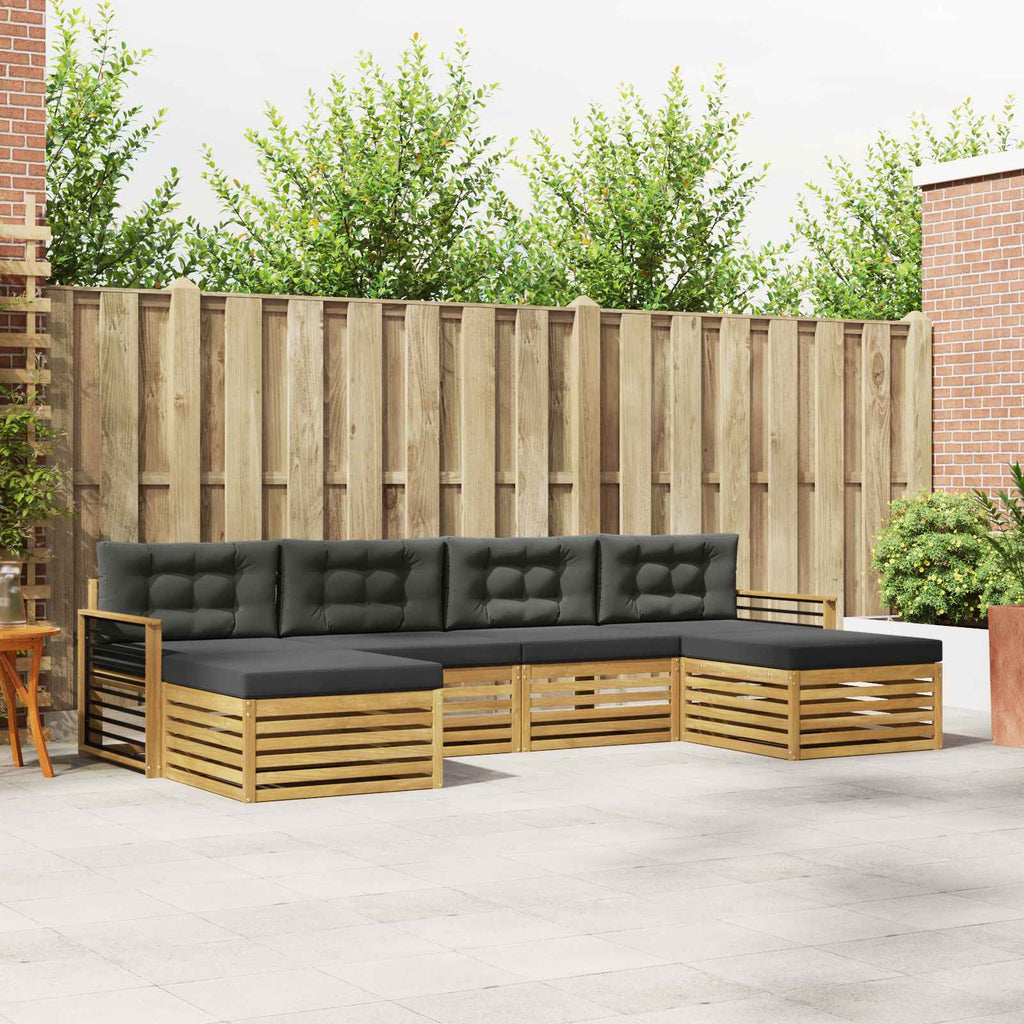 Sofagarnituren 6 pcs Weiß und Anthrazit Massivholz Akazie