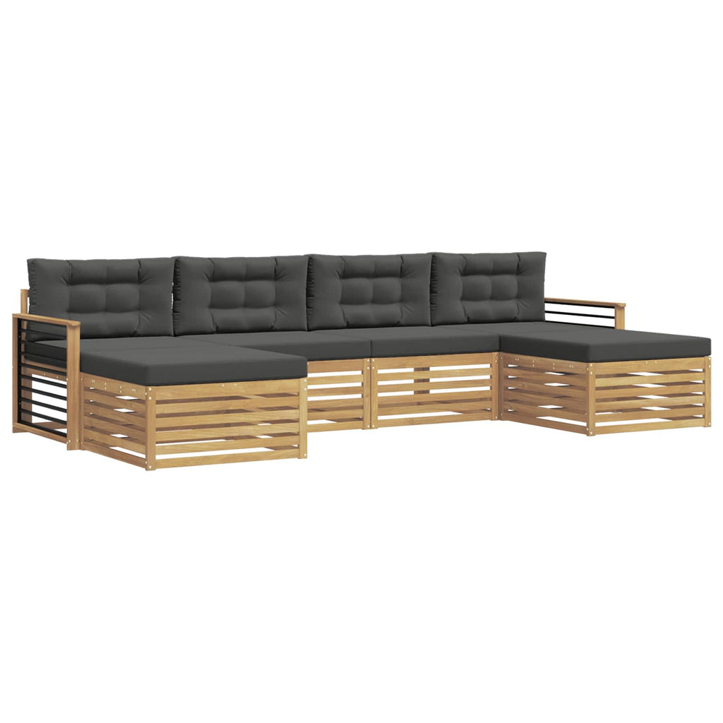 Sofagarnituren 6 pcs Weiß und Anthrazit Massivholz Akazie