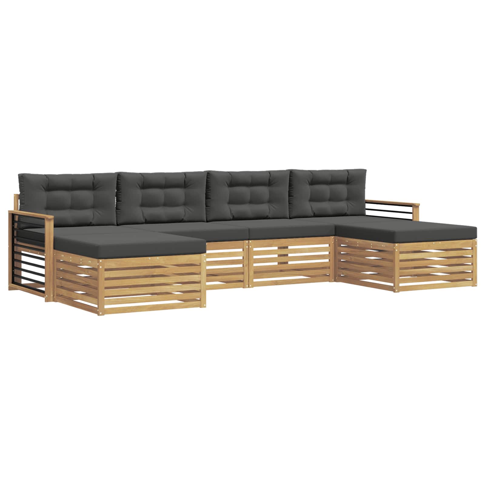 Sofagarnituren 6 pcs Weiß und Anthrazit Massivholz Akazie