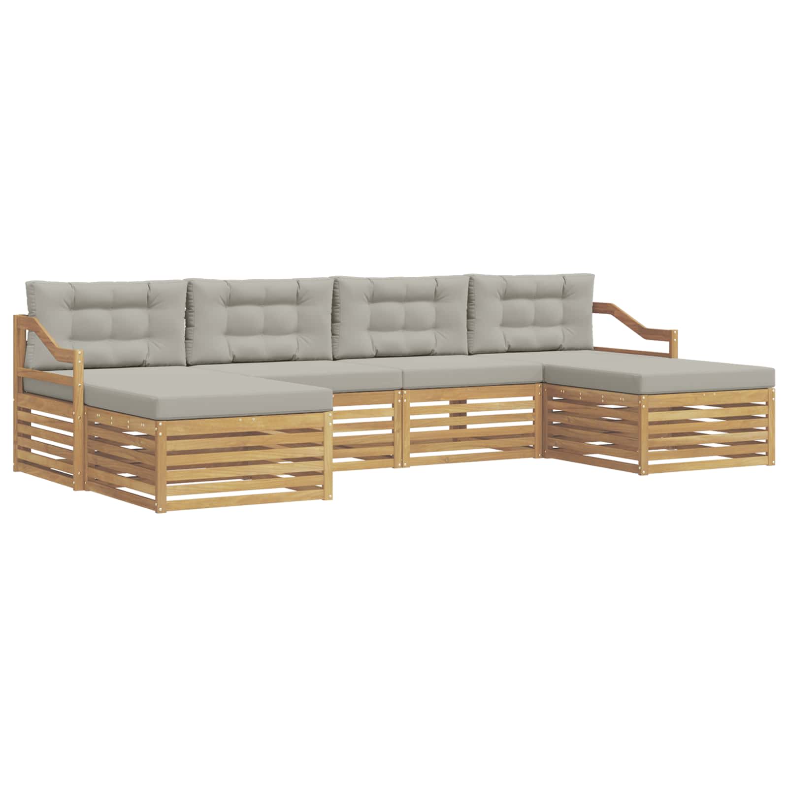 Outdoor-Sofagarnitur 6 pcs Weiß und Hellgrau