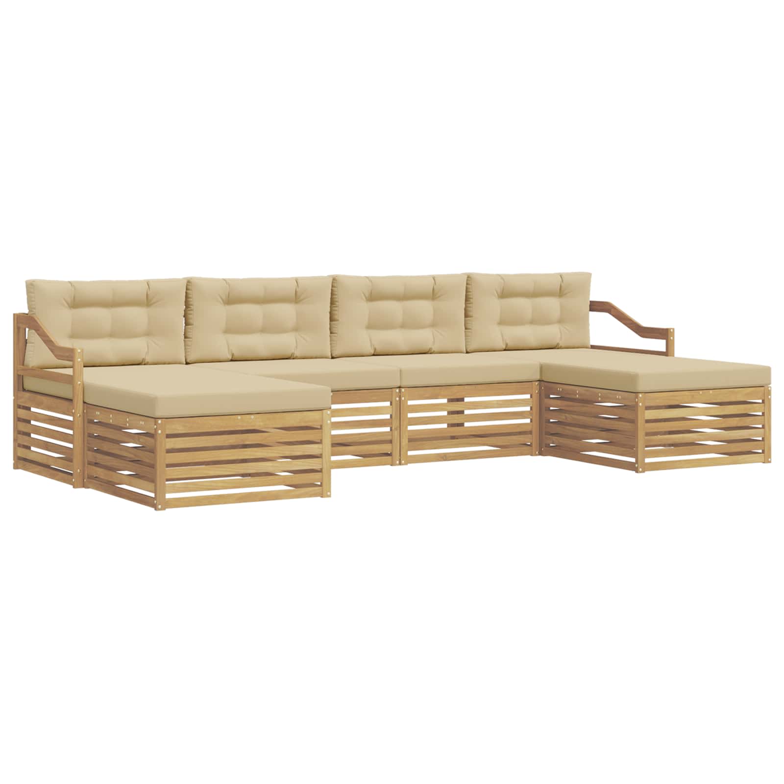 Outdoor-Sofagarnitur 6 pcs Weiß und Beige 325 x 162,5 x 73 cm