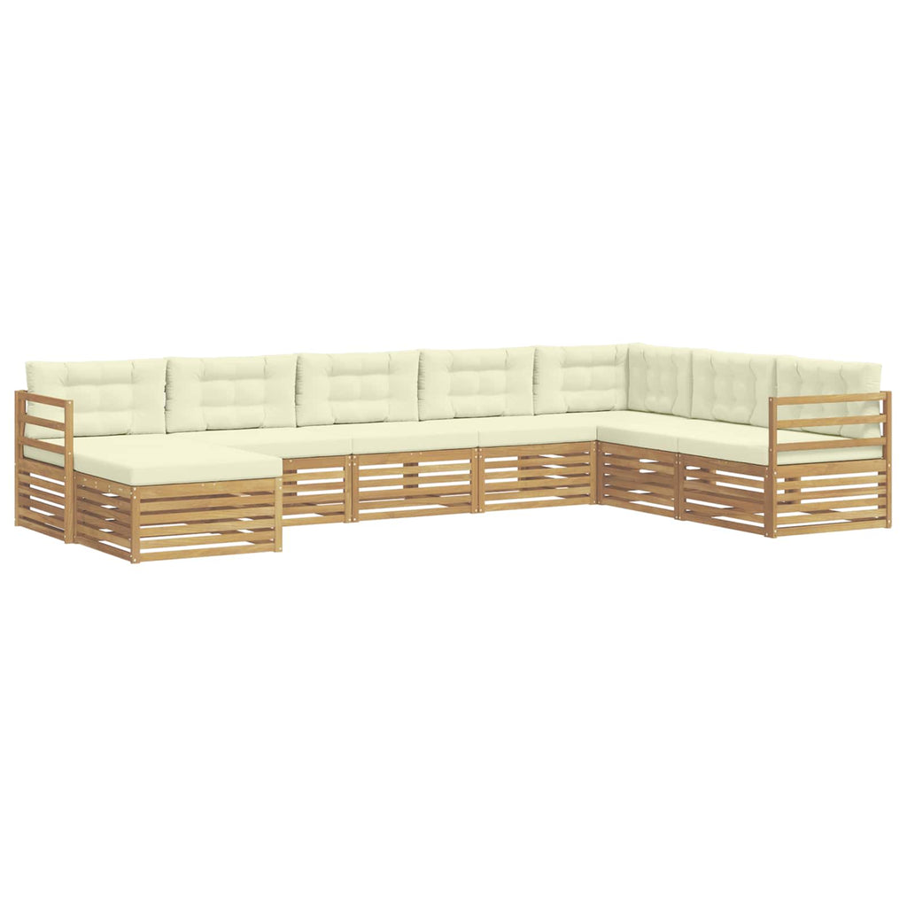 Outdoor-Sofagarnitur mit Kissen 8 pcs Weiß und Creme Polyester