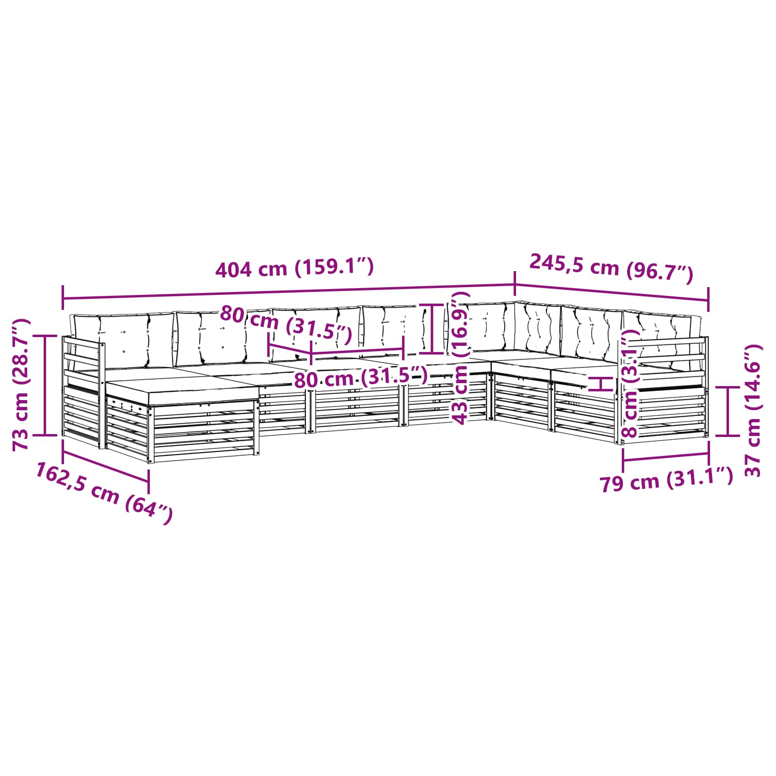Outdoor-Sofagarnitur 8 pcs Weiß und Anthrazit Polyester