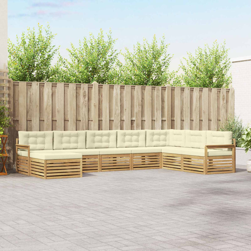 Outdoor-Sofagarnitur mit Kissen 8 pcs Weiß und Creme