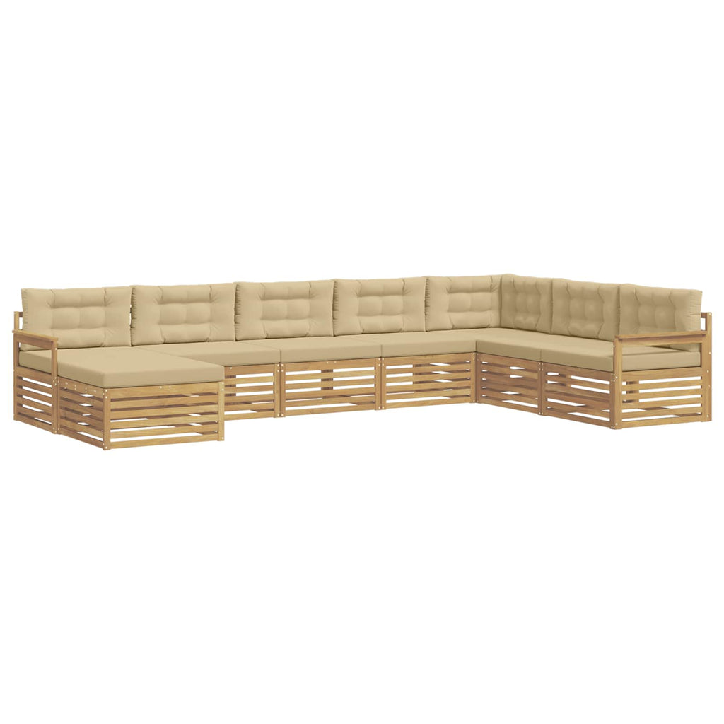 Outdoor-Sofagarnitur mit Kissen 8 pcs Weiß und Beige