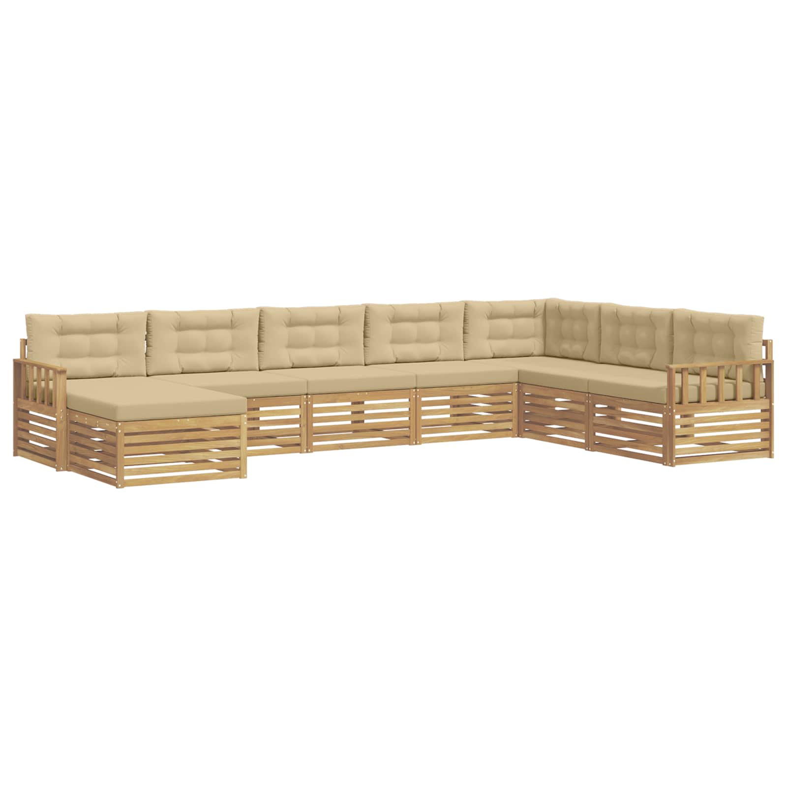 Outdoor-Sofagarnitur mit Kissen 8 pcs Weiß und Beige