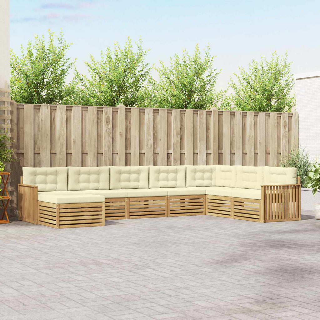 Outdoor-Sofagarnitur 8 pcs Weiß und Creme Massivholz Akazie