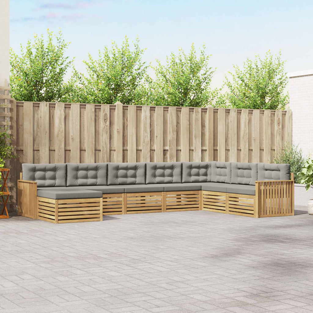 Outdoor-Sofagarnitur 8 pcs Weiß und Hellgrau Massivholz Akazie