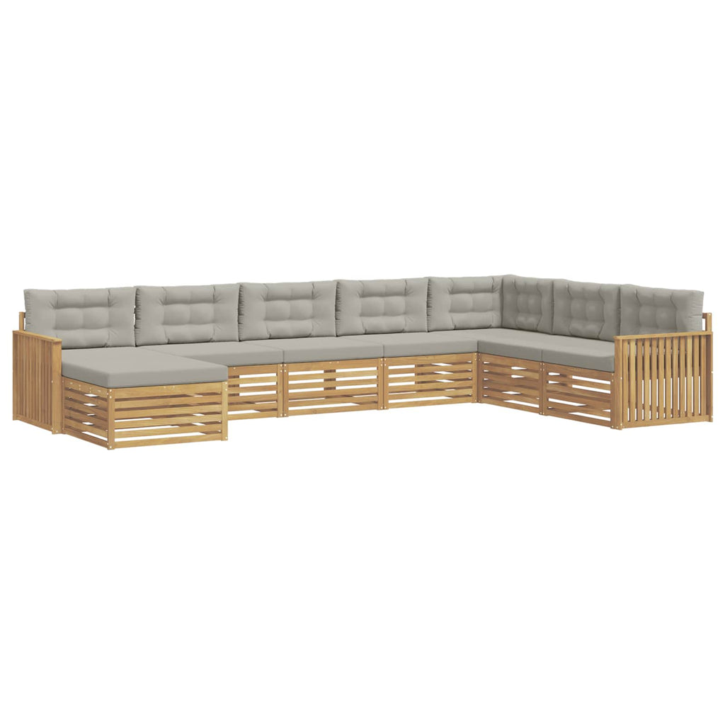Outdoor-Sofagarnitur 8 pcs Weiß und Hellgrau Massivholz Akazie