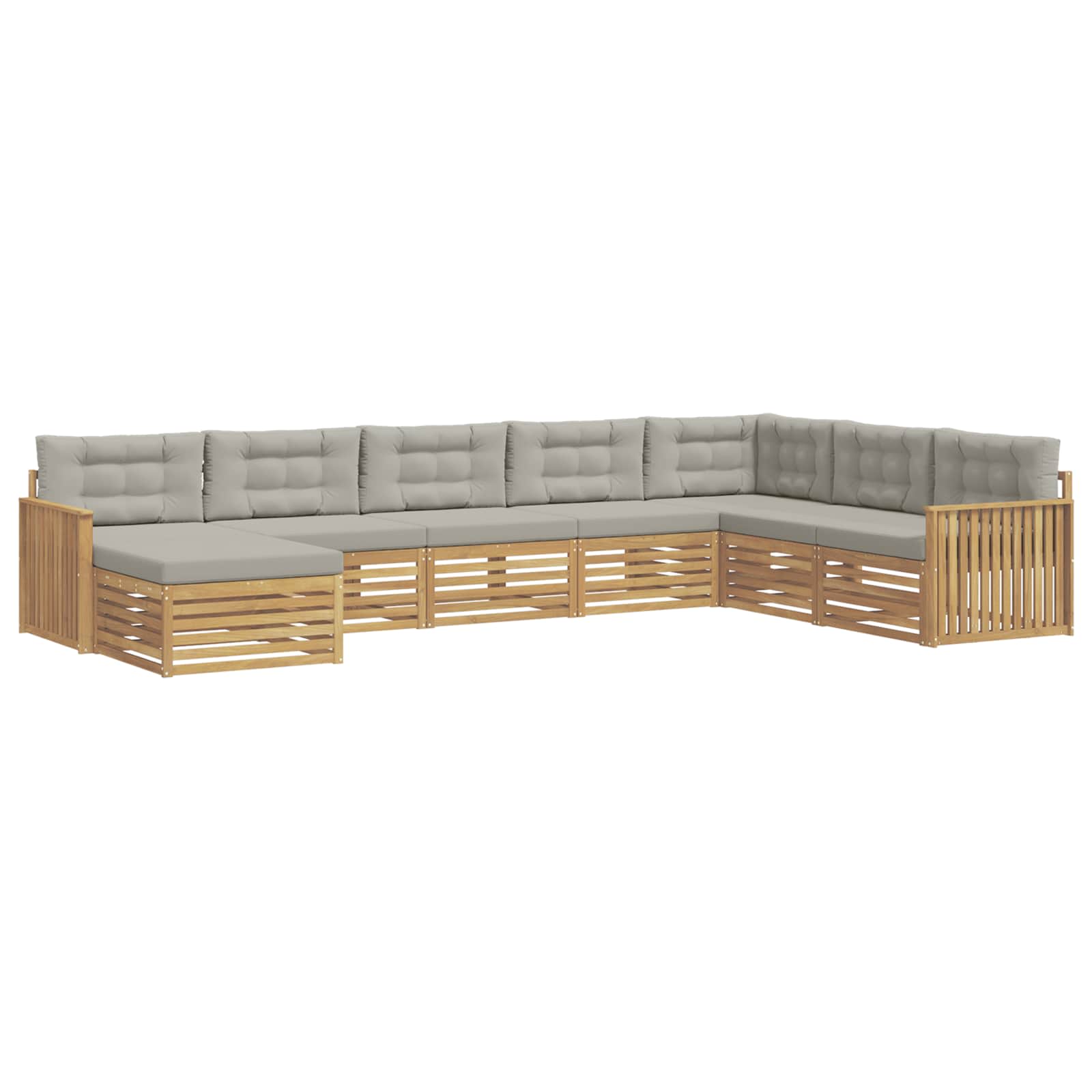 Outdoor-Sofagarnitur 8 pcs Weiß und Hellgrau Massivholz Akazie