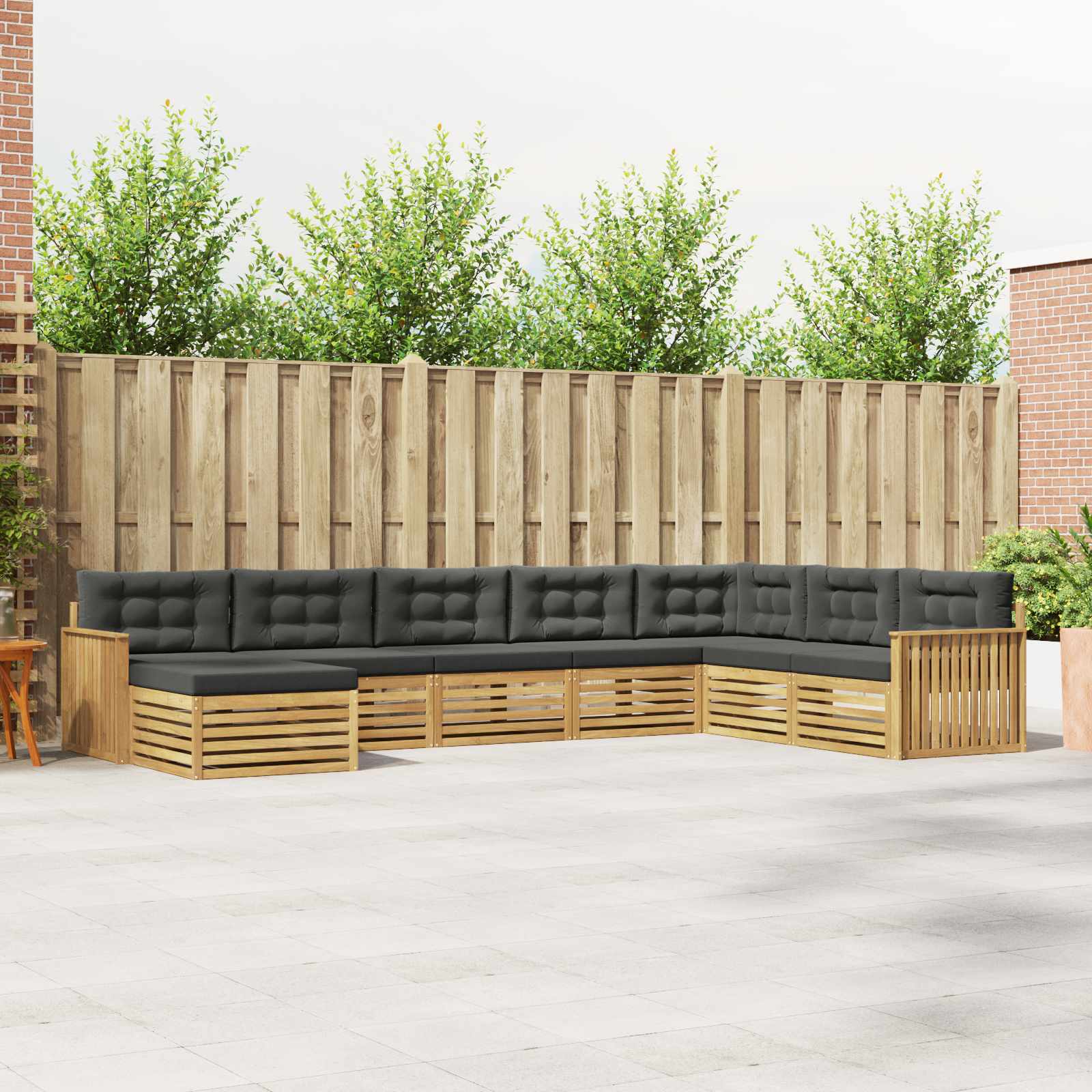 Outdoor-Sofagarnitur 8 pcs Weiß und Anthrazit Massivholz Akazie