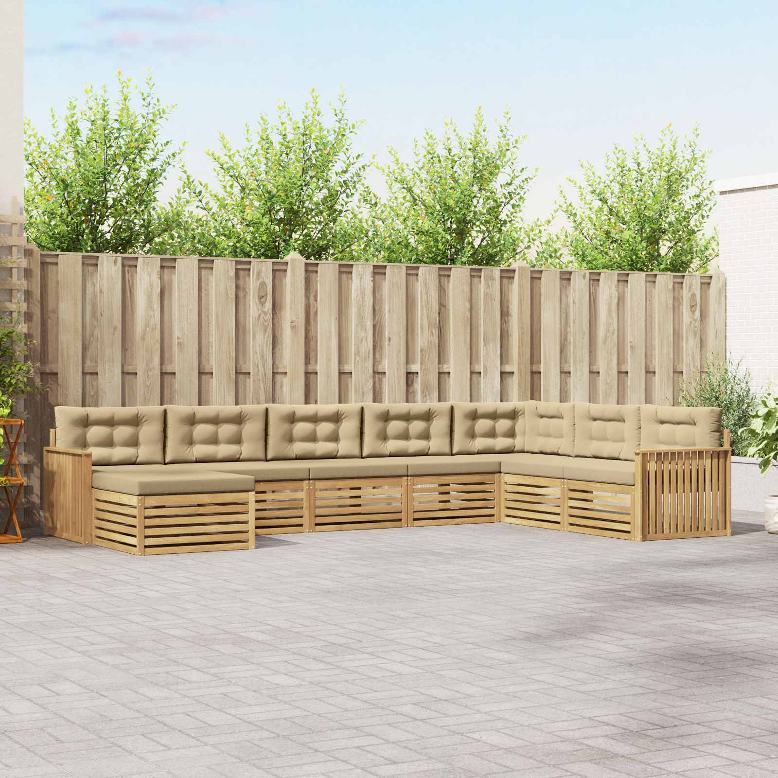 Outdoor-Sofagarnitur 8 pcs Weiß und Beige Massivholz Akazie