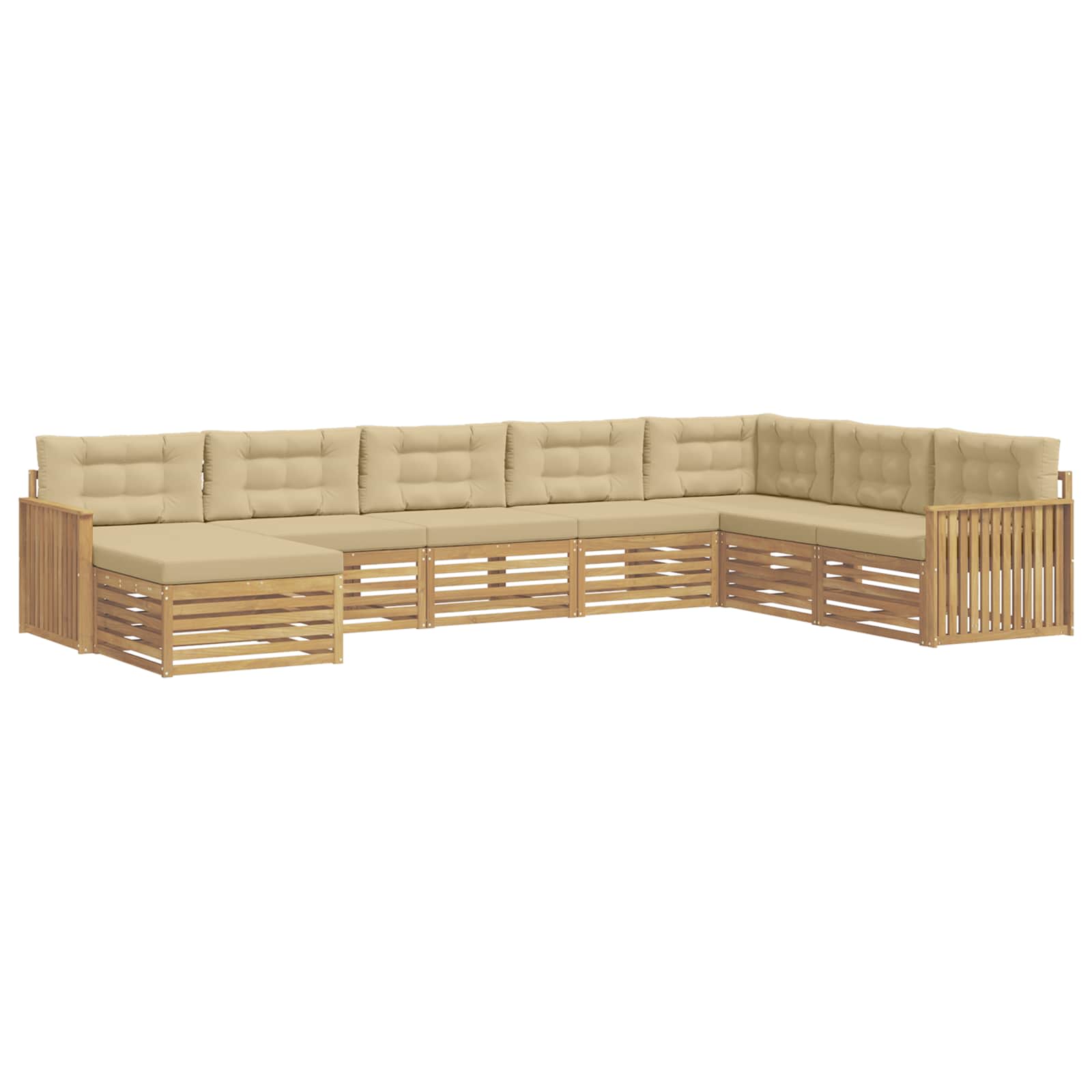 Outdoor-Sofagarnitur 8 pcs Weiß und Beige Massivholz Akazie