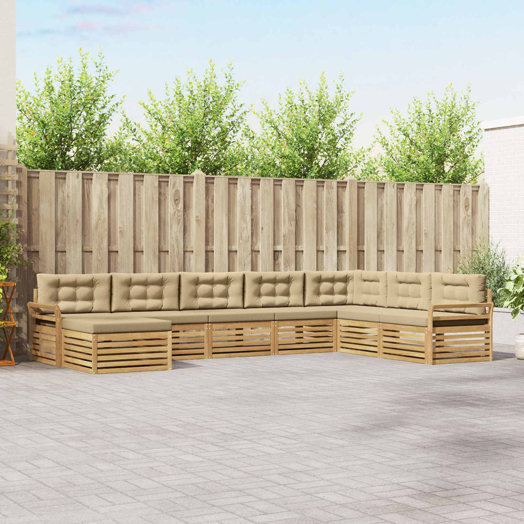 Outdoor-Sofagarnitur 8 pcs Weiß und Beige Massivholz Akazie