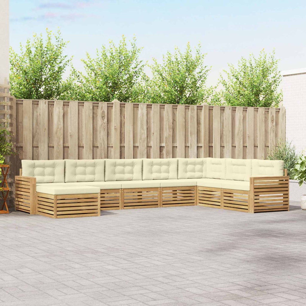 Outdoor-Sofagarnitur 8 pcs Weiß und Creme Massivholz Akazie