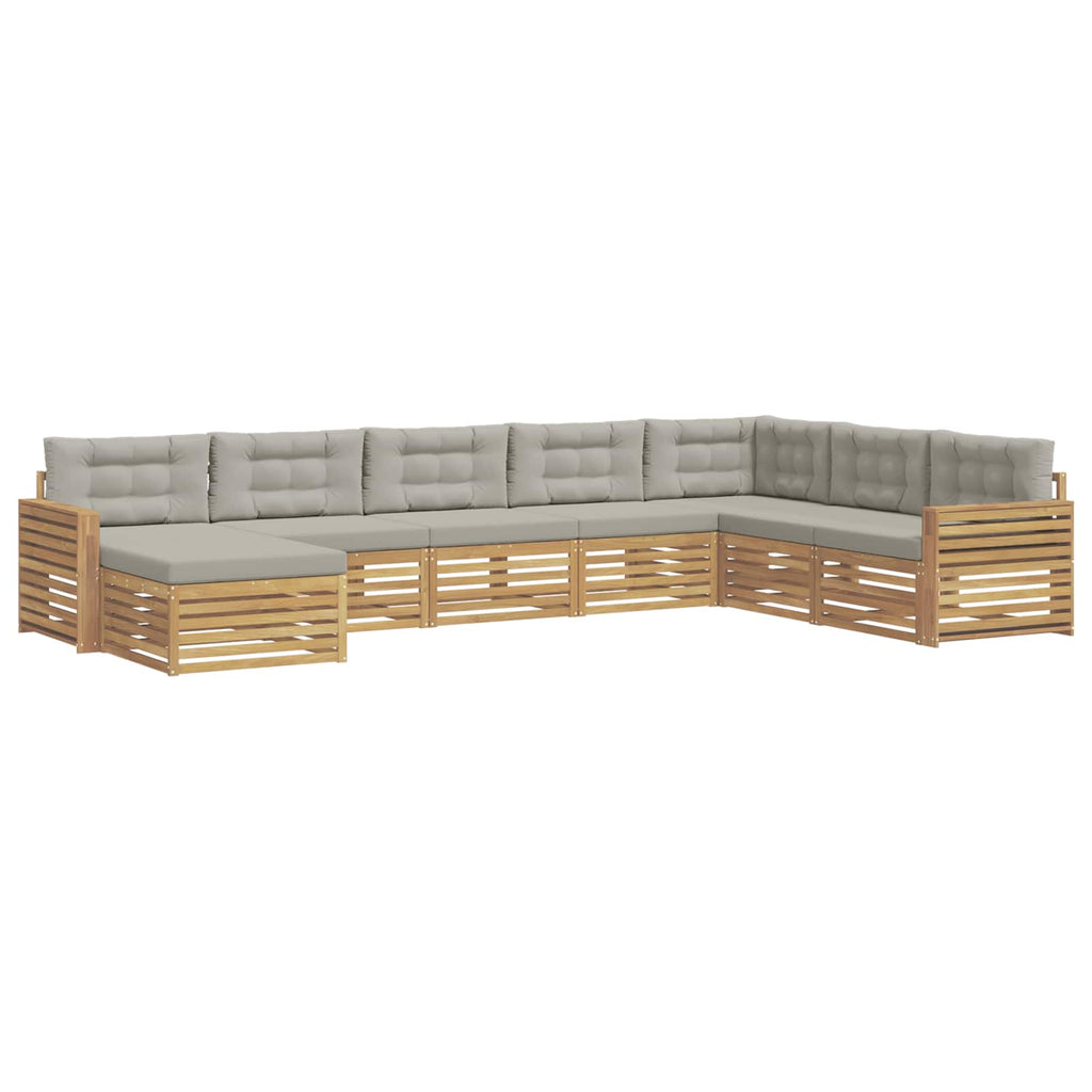 Outdoor-Sofagarnitur 8 pcs Weiß und Hellgrau Massivholz Akazie