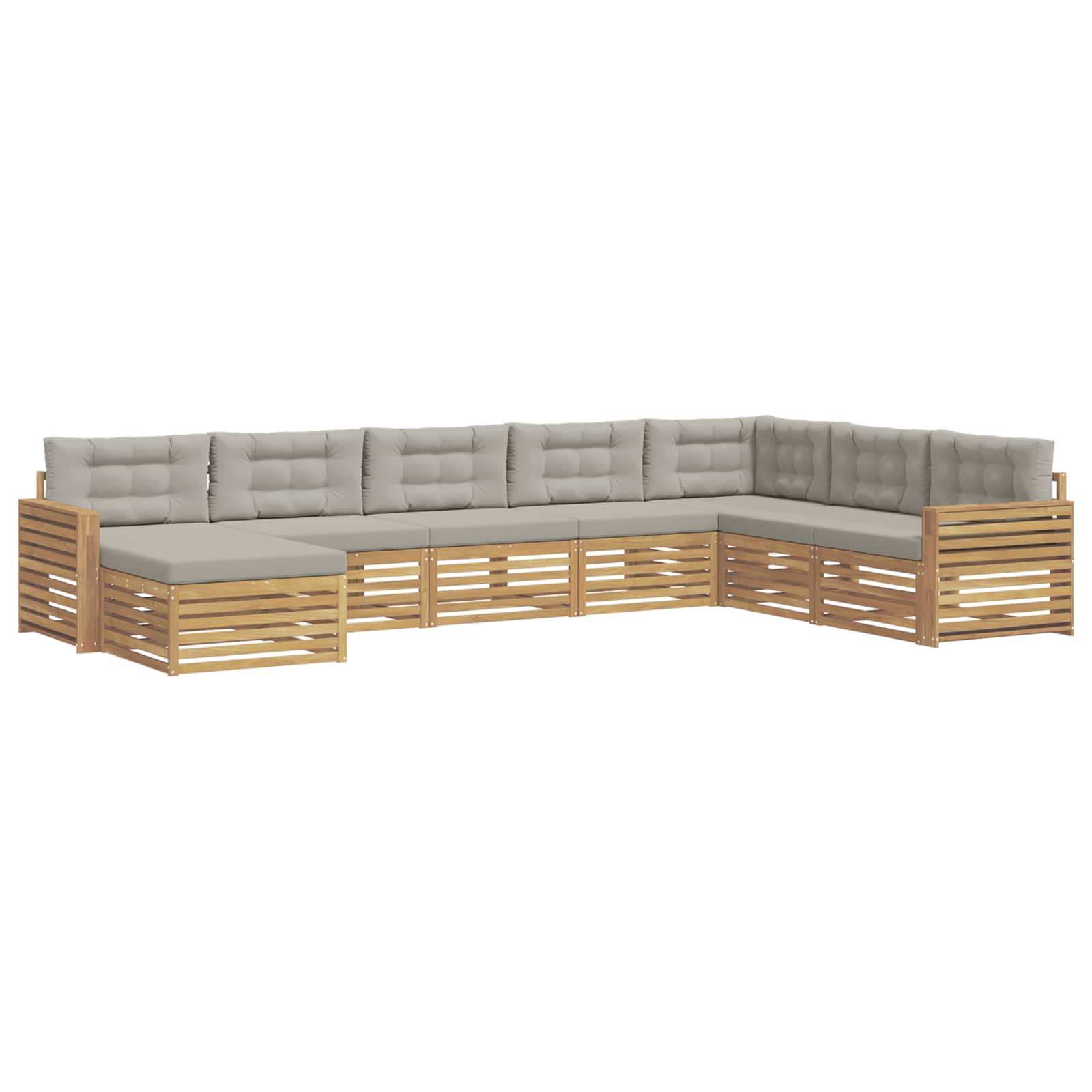 Outdoor-Sofagarnitur 8 pcs Weiß und Hellgrau Massivholz Akazie