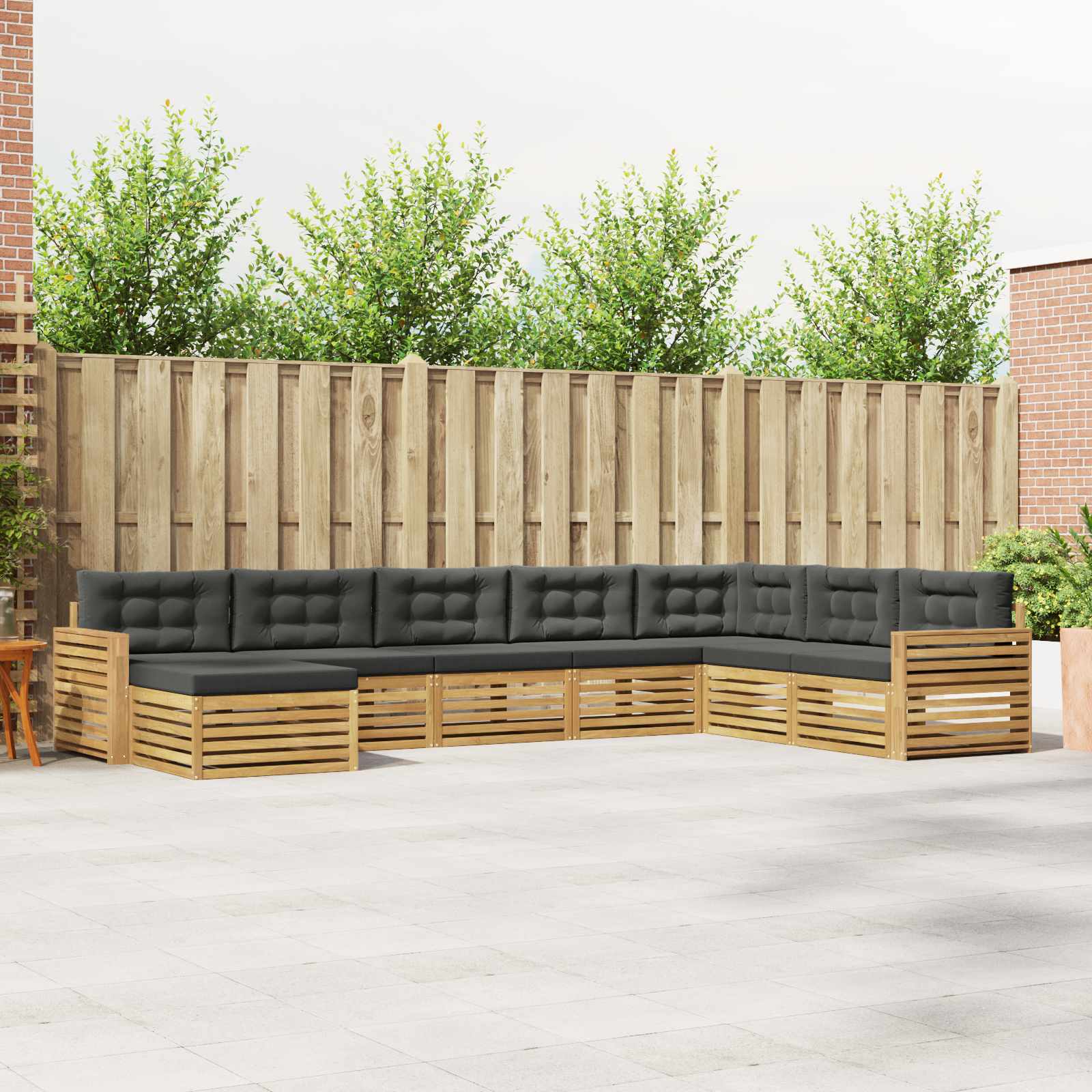 Outdoor-Sofagarnitur 8 pcs Weiß und Anthrazit Massivholz Akazie
