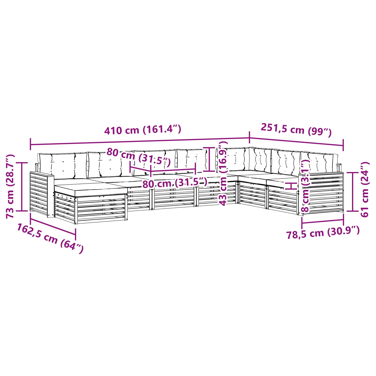Outdoor-Sofagarnitur 8 pcs Weiß und Beige Massivholz Akazie