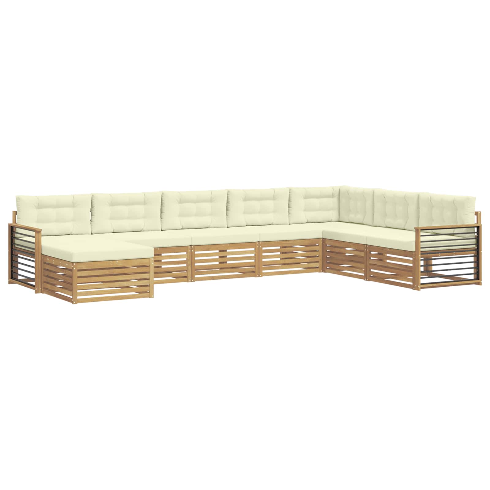 Outdoor-Sofagarnitur mit Kissen 8 pcs Weiß und Creme