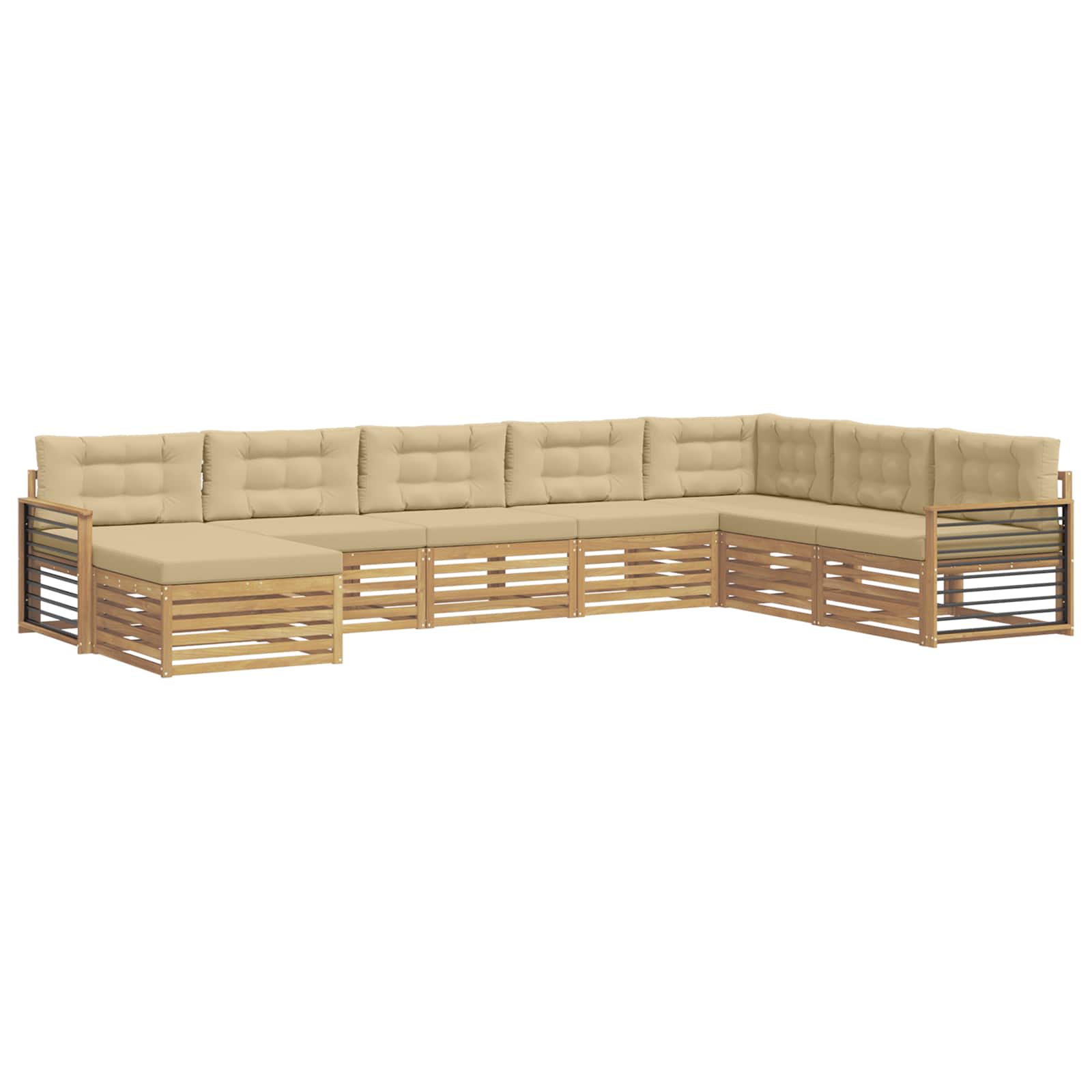 Outdoor-Sofagarnitur mit Kissen 8 pcs Weiß und Beige