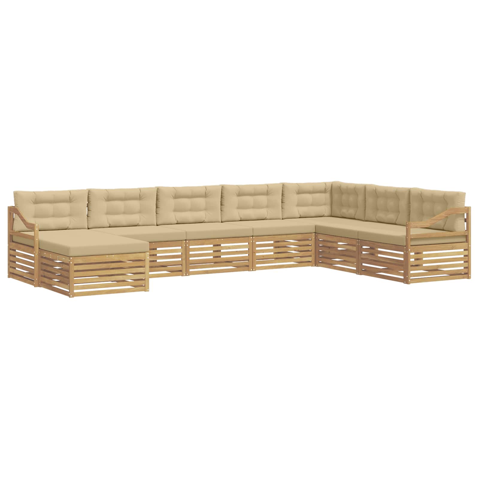 Outdoor-Sofagarnitur mit Kissen 8 pcs Weiß und Beige Polyester