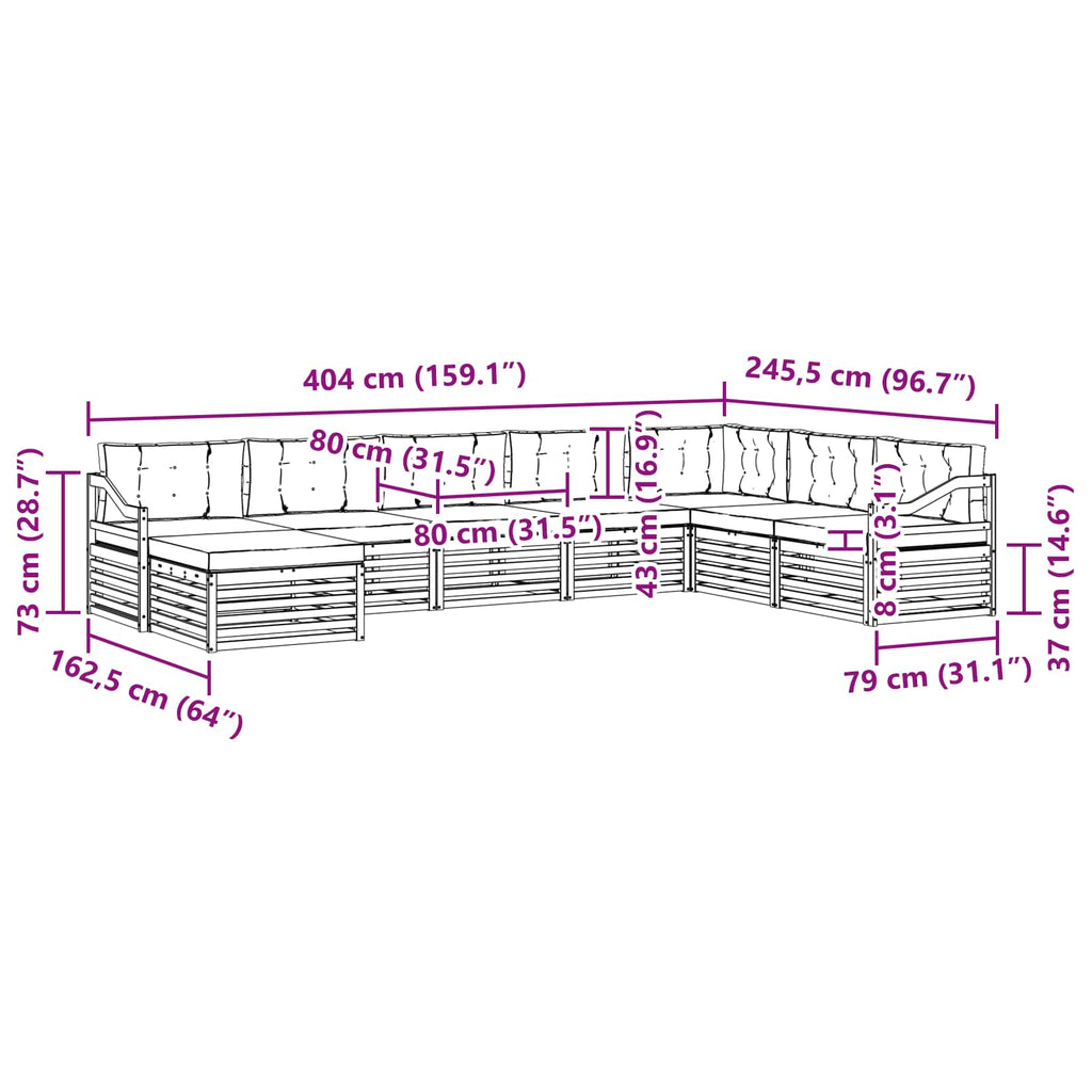 Outdoor-Sofagarnitur mit Kissen 8 pcs Weiß und Beige Polyester