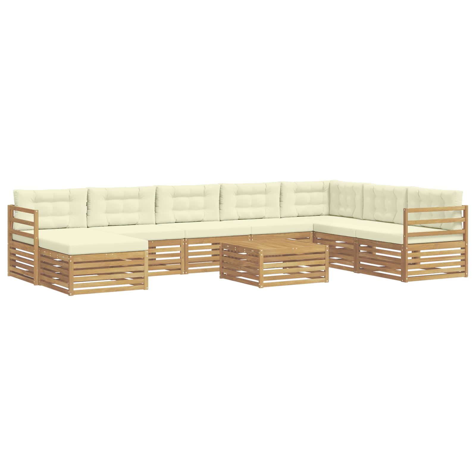 Outdoor-Sofagarnitur mit Kissen 9 pcs Weiß und Creme Polyester
