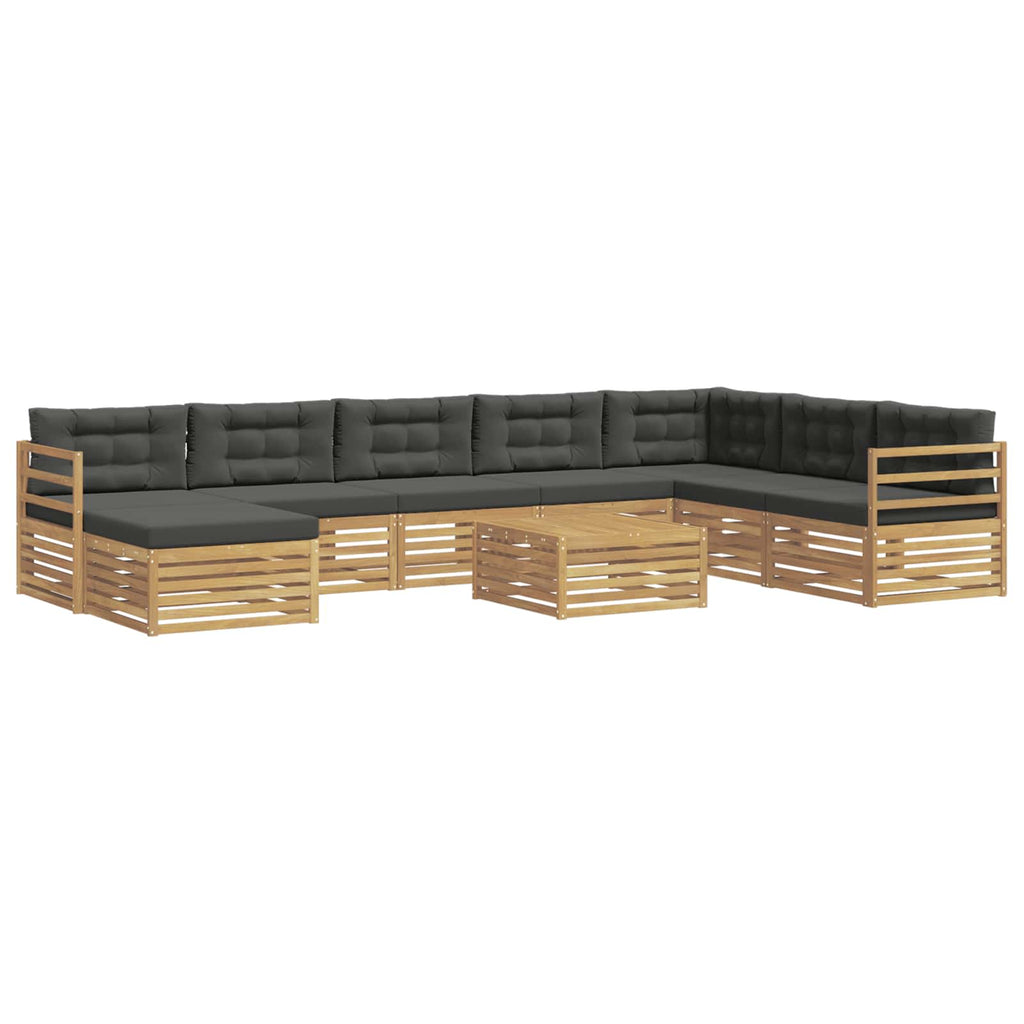 Outdoor-Sofagarnitur 9 pcs Weiß und Anthrazit Polyester