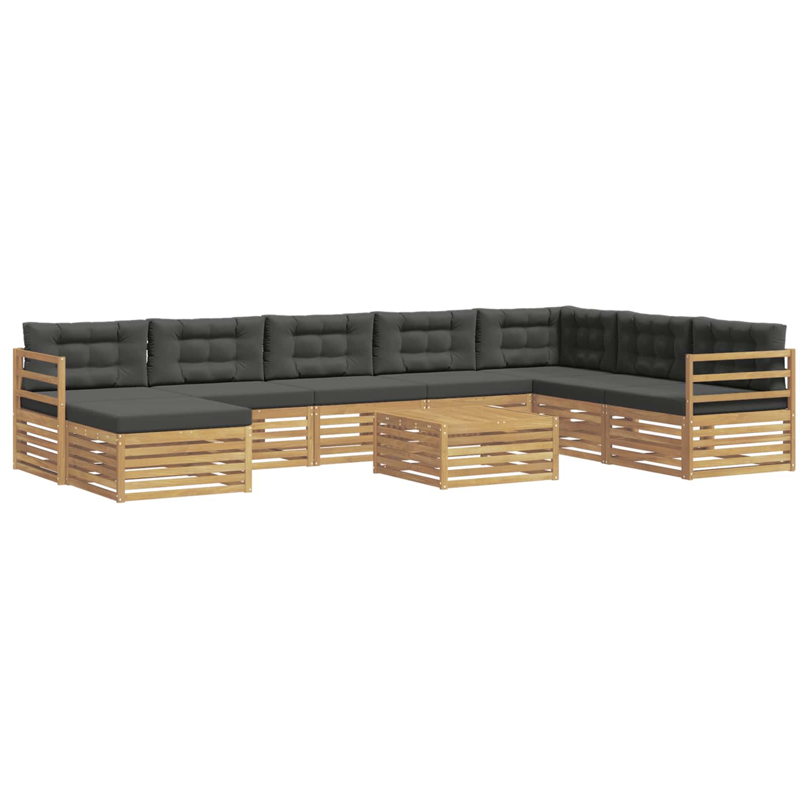 Outdoor-Sofagarnitur 9 pcs Weiß und Anthrazit Polyester