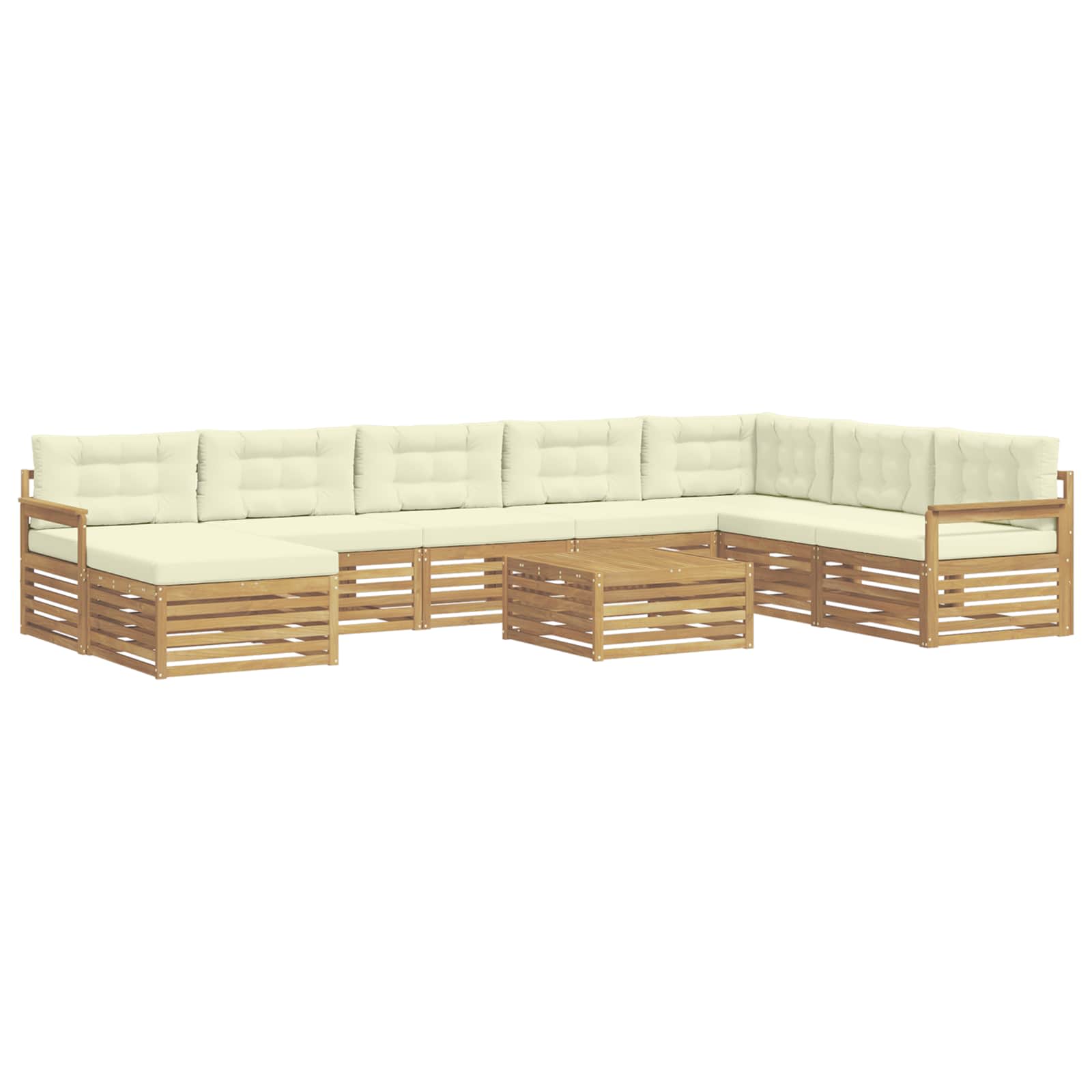 Outdoor-Sofagarnitur 9 pcs Weiß und Creme Massivholz Akazie