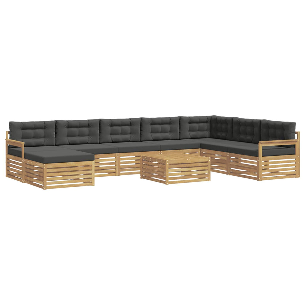 Outdoor-Sofagarnitur 9 pcs Weiß und Anthrazit Massivholz Akazie