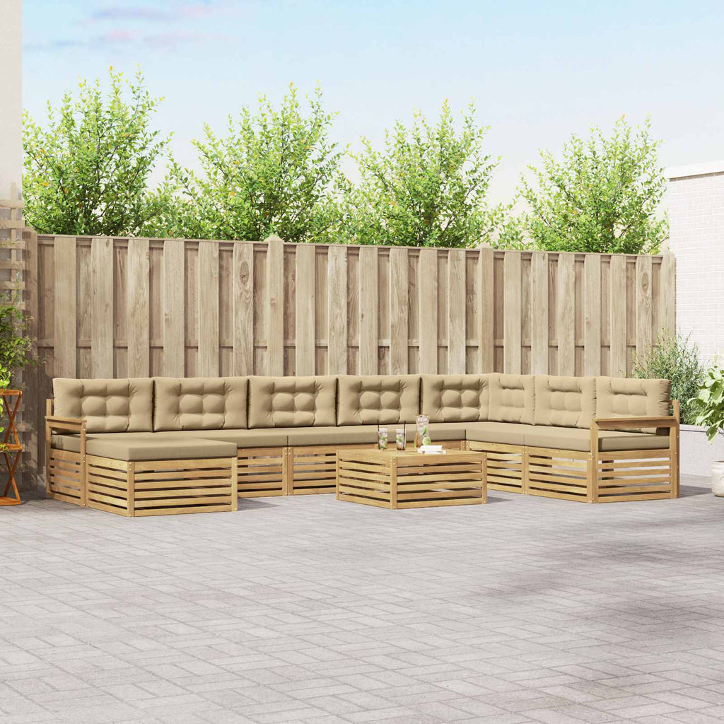 Outdoor-Sofagarnitur 9 pcs Weiß und Beige Massivholz Akazie