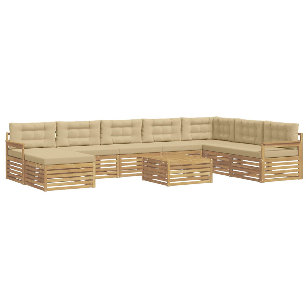 Outdoor-Sofagarnitur 9 pcs Weiß und Beige Massivholz Akazie