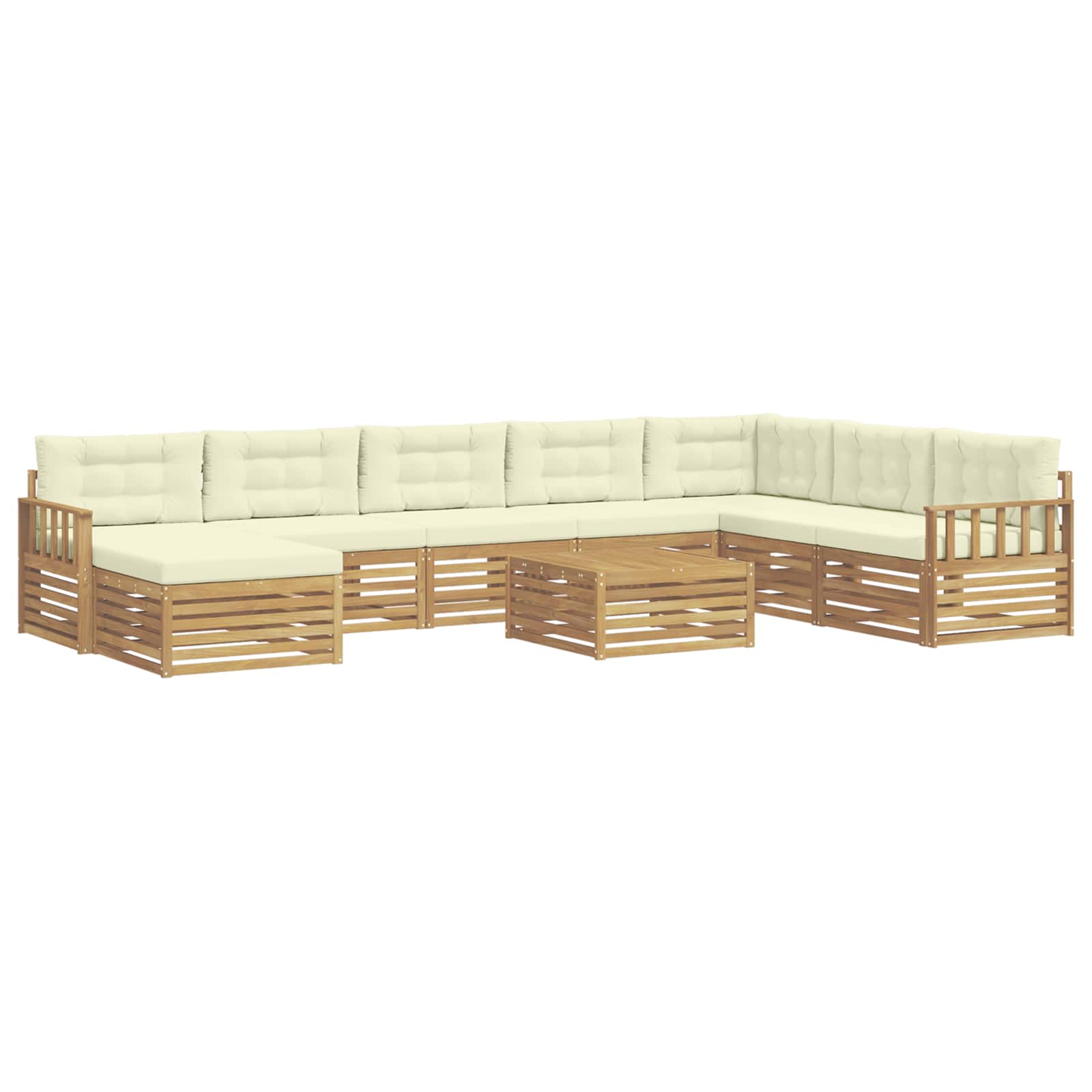 Outdoor-Sofagarnitur 9 pcs Weiß und Creme Massivholz Akazie
