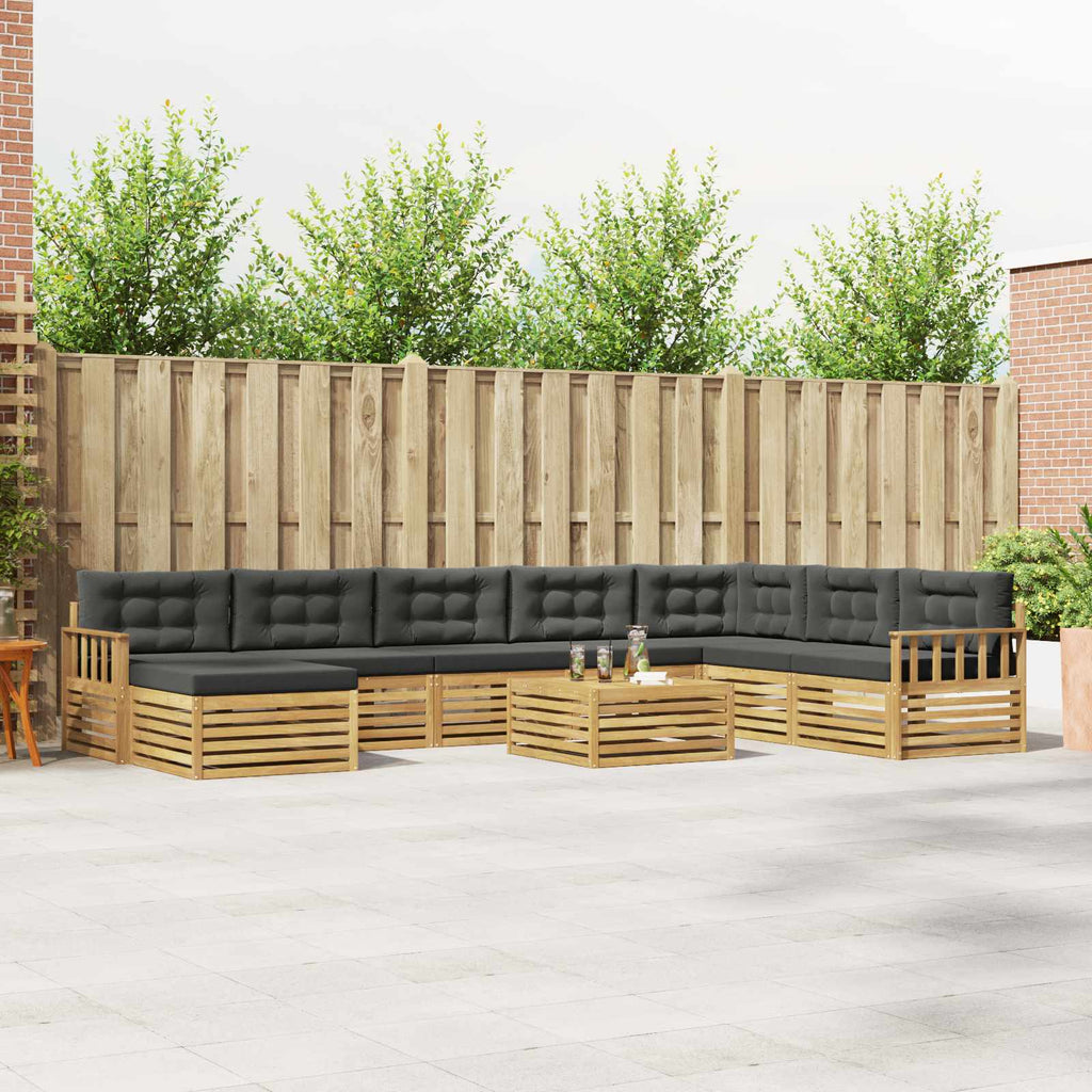 Outdoor-Sofagarnitur 9 pcs Weiß und Anthrazit Massivholz Akazie