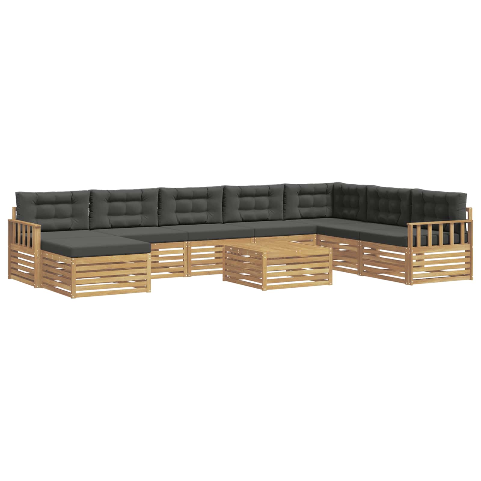 Outdoor-Sofagarnitur 9 pcs Weiß und Anthrazit Massivholz Akazie